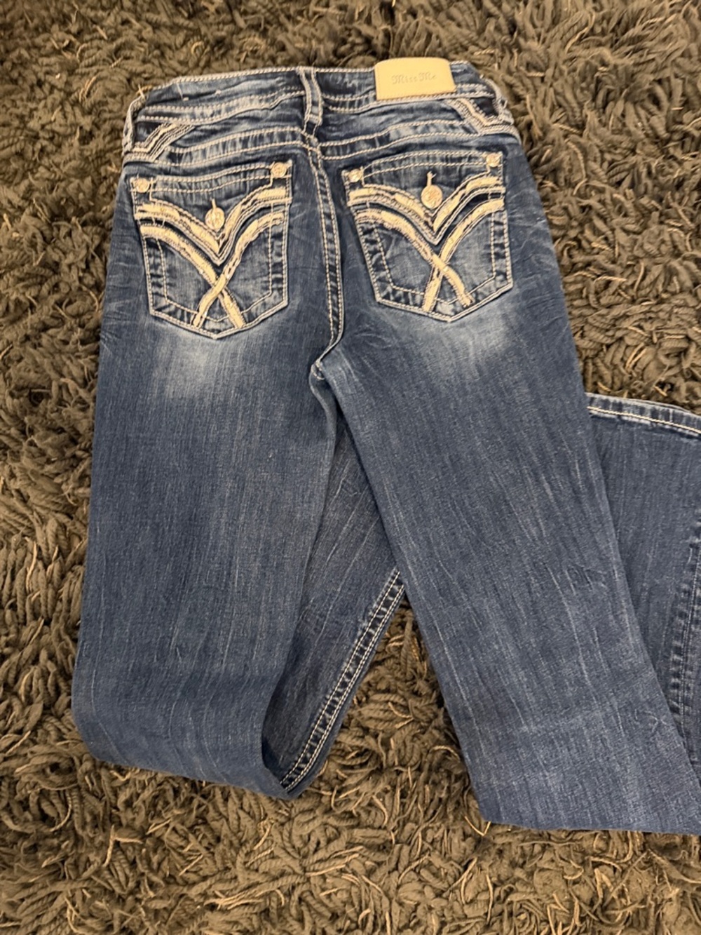Miss Me Embroidered Back Pocket Blue Boot Cut Jeans - Picture 1 of 2